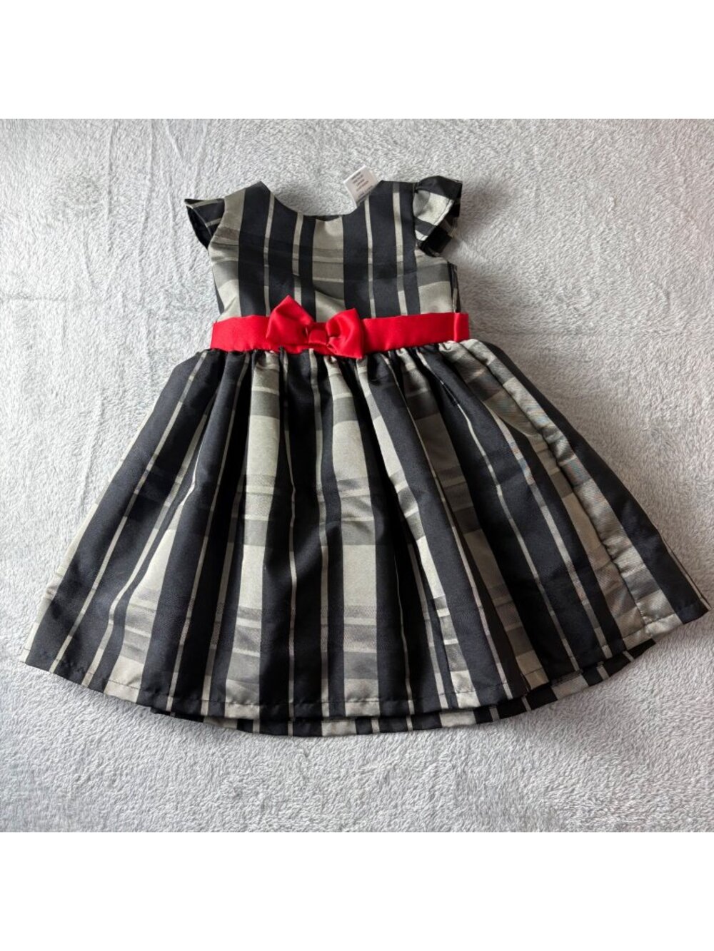 Joe Ella Dress 18-24 months Party Plaid Red Bow Florence Black Gray Plaid